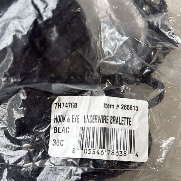 Hanky Panky x Prabal Gurung Hook & Eye Underwire Balconette Bra Black 36C Nwt - Picture 7 of 8